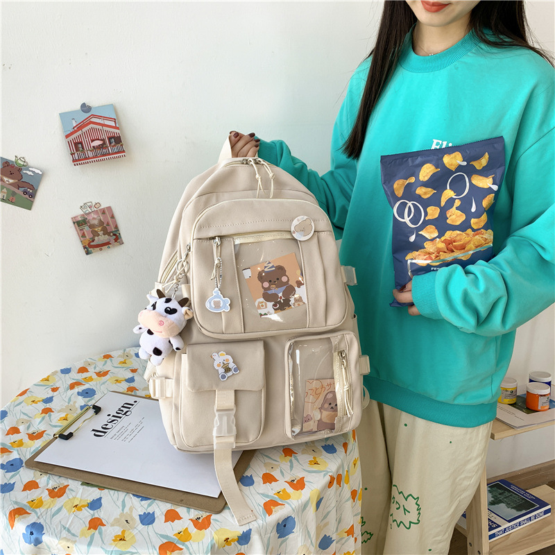 Schoolbag Female Korean Version Of Ulzzang Junior High School Students  Cute Girl Heart Ins Harajuku Style Backpack - Image 4