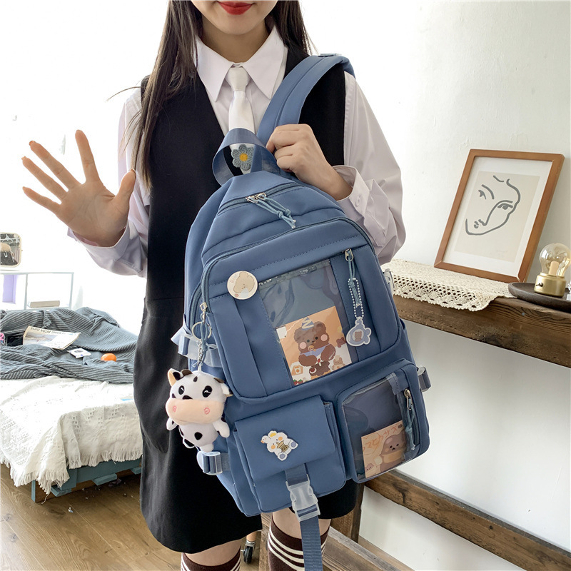 Schoolbag Female Korean Version Of Ulzzang Junior High School Students  Cute Girl Heart Ins Harajuku Style Backpack - Image 8